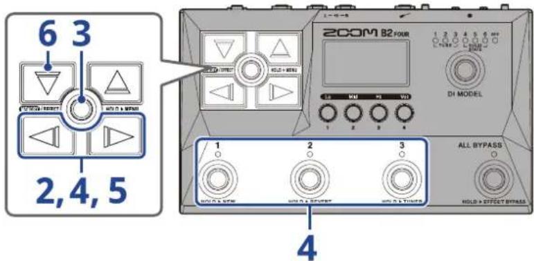 ZOOM B2 FOUR - Changement de l'ordre des effets - 1