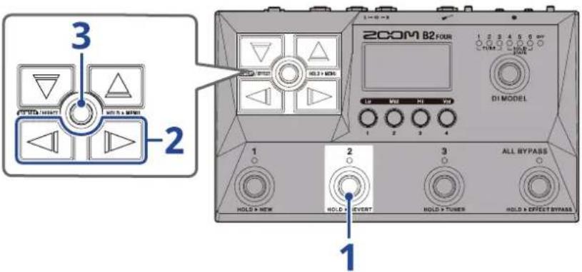 ZOOM B2 FOUR - Annulation des modifications de la mémoire de patch - 1