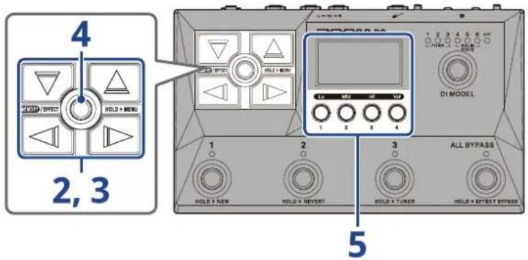 ZOOM B2 FOUR - Réglage de l'effet rythme (RHYTHM) - 1