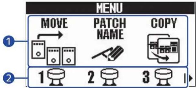 ZOOM B2 FOUR - Écran MENU - 1