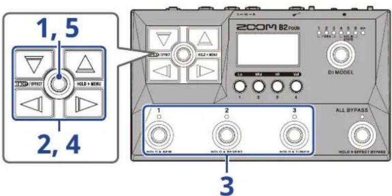 ZOOM B2 FOUR - Emploi de l'écran MENU - 1