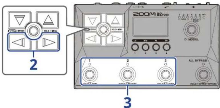 ZOOM B2 FOUR - Activation/désactivation des effets - 1