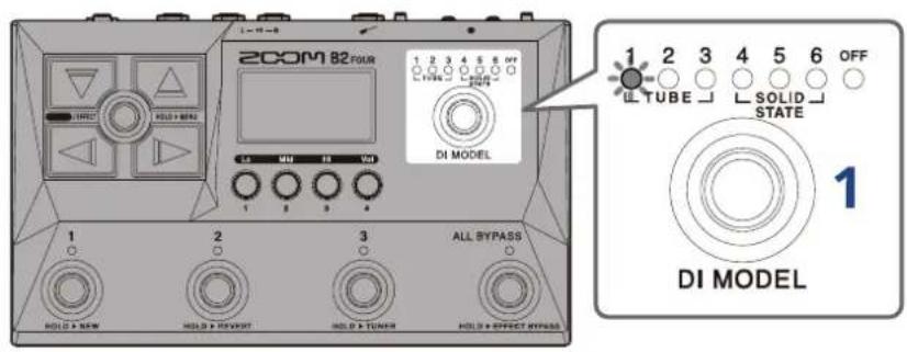 ZOOM B2 FOUR - Sélection de la modélisation de boîte de direct (DI MODEL) - 1