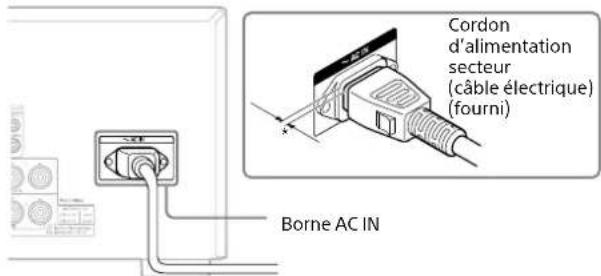 Cordon d'alimentation secteur (câble électrique) (fourni) Borne AC IN