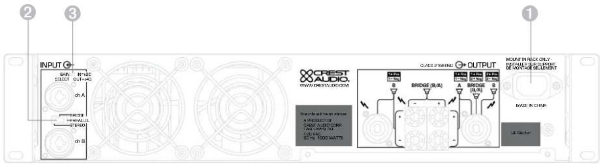 INPUT G4N N=20 SELECT OUT=40 ch A BRIDGE PARALLEL STEED ch B CREST AUDIO. WWW.CRESTAUDIO.COM CLASS 2 WIRING OUTPUT B BRIDGE (B/A) A BRIDGE (B/A) B 1 2 3 4 5 6 7 8 9 10 11 12 13 14 15 16 17 18 19 20 21 22 23 24 25 26 27 28 29 30 31 32 33 34 35 36 37 38 39 40 41 42 43 44 45 46 47 48 49 50 51 52 53 54 55 56 57 58 59 60 MALE IN RACK ONLY PERSHOLD SECSLEMENT DE MONTAGE SELEMENT TOMEN WITH THE POWER A PAREXUE OF CREST AUDIO CORP. FAM DAWN TO: 1 SD VAC. 50 Hz-1000 WATTS MAIN E. CHINA LIL DACER
