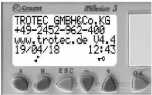 Crouzet Millenium 3 TROTEC GMBH&Co.KG +49-2452-962-400 www.trotec.de V4.4 19/04/18 12:43 A B ESC - + OK