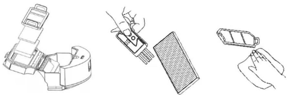 Niceboy ION Charles i8 - Remove the filters and clean them. Use the supplied brush to clean the HEPA filter. - 1