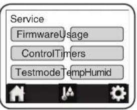 Service FirmwareUsage ControlTimers TestmodeTempHumid