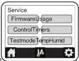 Service FirmwareUsage ControlTimers TestmodeTempHumid