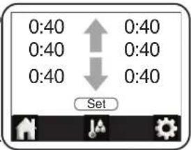 0:40 ↑ 0:40 0:40 0:40 0:40 ↓ 0:40 Set