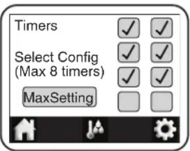 Timers Select Config (Max 8 timers) MaxSetting