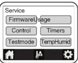 Service FirmwareUsage Control Timers Testmode TempHumid