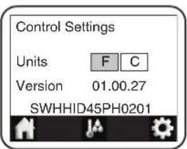 Control Settings Units F C Version 01.00.27 SWHHID45PH0201