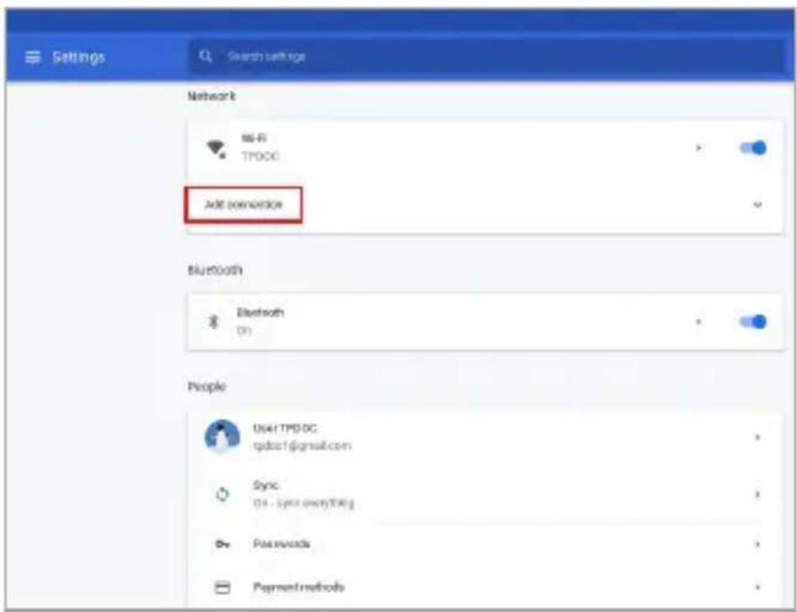 Settings Search settings Network 86-Fi TPDOC Add connection Bluetooth Bluetooth (1) People User TPDOC tpdoc1@gmail.com Sync 0x - type everything Passwords Payment methods