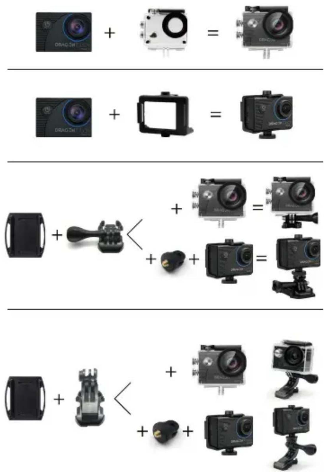 Diagram illustrating camera module combinations with icons and labels, showing camera assembly and component alignment.