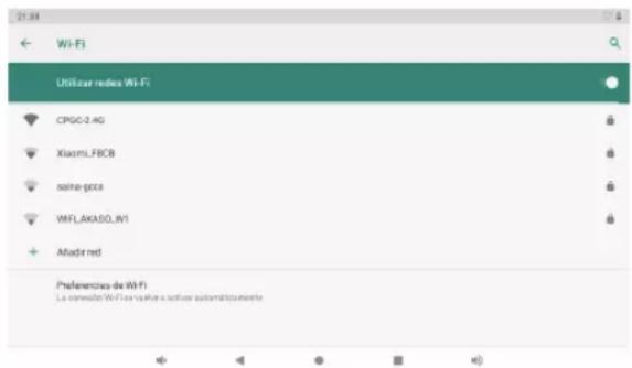 21:34 Wi-Fi Utilizar redes Wi-Fi CPGC-2.4G Xiaomi_FRCB soutre-gpcs WIFLAKASO_IN1 + Altadir red Preferences de Wi-Fi La console Wi-Fi va pas à actuer automatiquement