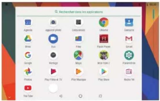Rechercher dans les applications Agenda Apparel photo Calypulture Chrome Contacts Drive Bus Play Flash Maps Gmail Google Heritage Maps Mini-Test 2 Parametrox Photos Play Films at TV Play Musicque Play Share Radio/M You Tube