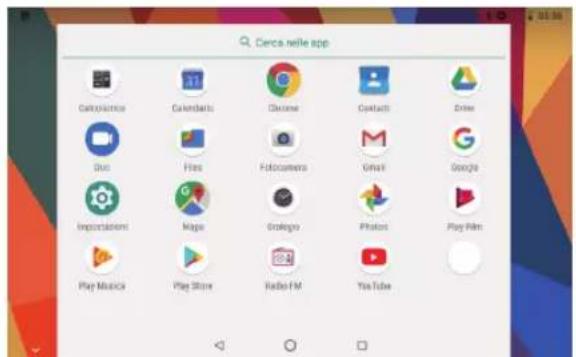 Cerca website app Catecnico Calendrico Chrome Contacti Drive Bio Files Fotocamera Email Google Importazioni Maps Stragno Photos Play Film Play Music Play Store Radio FM YouTube