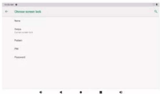 Choose screen lock Name Swipe Current screen lock Pattern PBI Password