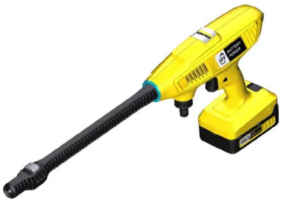 Yellow battery power tool with black cable, no visible text or symbols on the device body