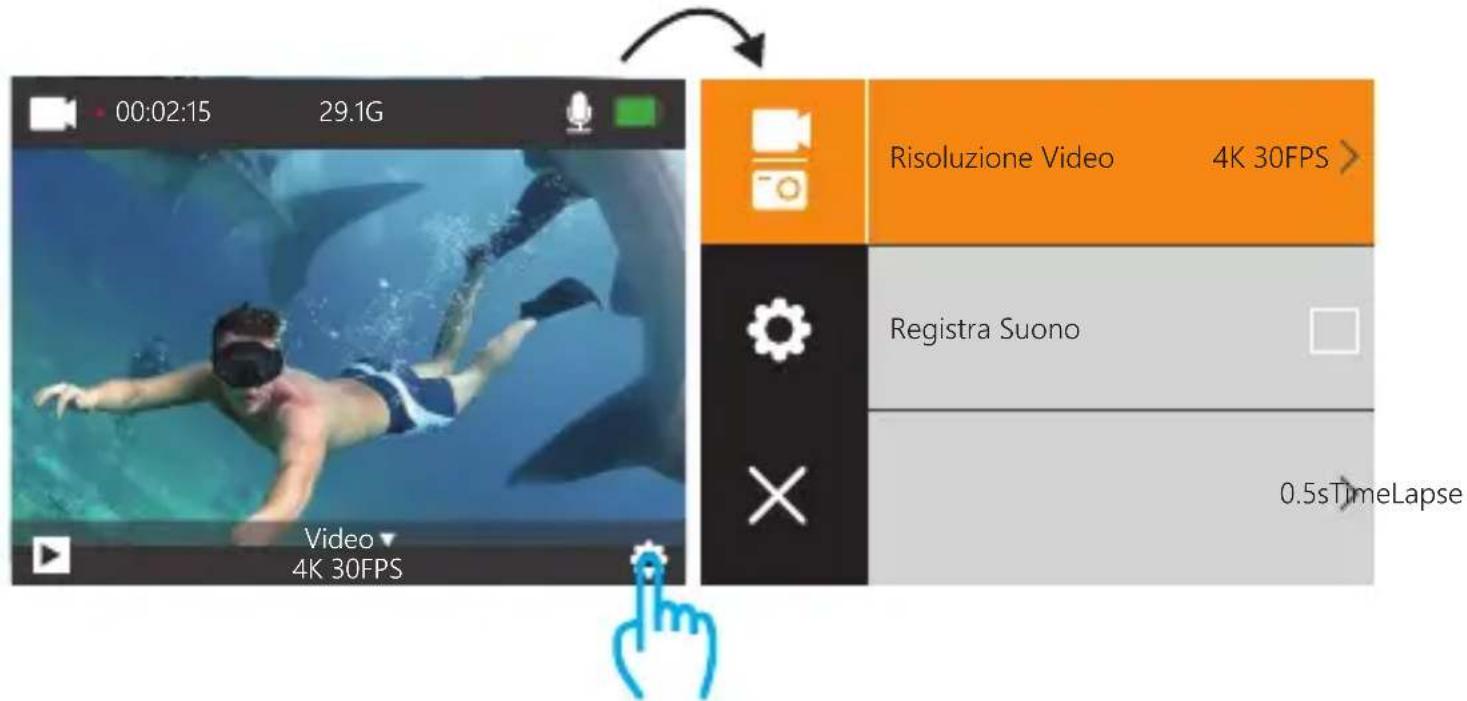 00:02:15 29.1G Risoluzione Video 4K 30FPS > Registra Suono 0.5sTimeLapse Video 4K 30FPS
