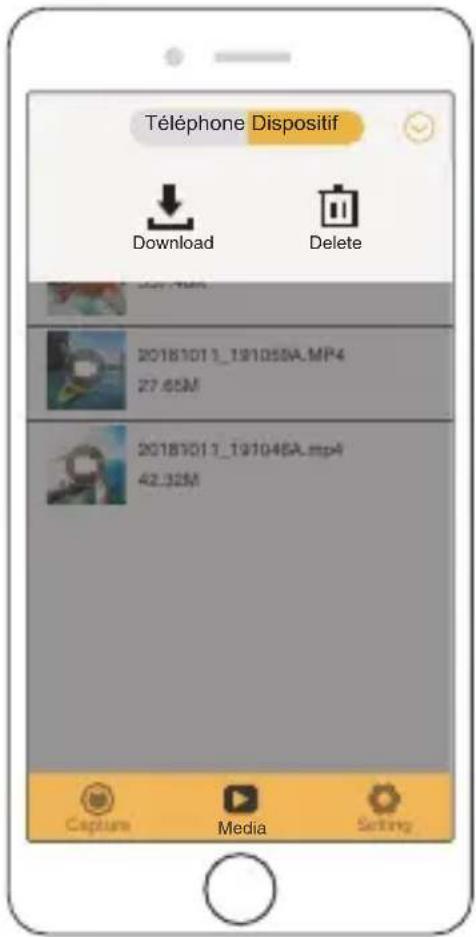 Téléphone Dispositif Download Delete 20181013_191050A.MP4 27.65M 20181013_191046A.mp4 42.32M Capture Media Setting