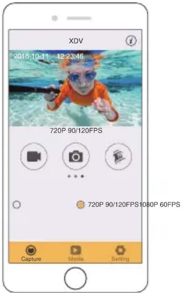 XDV 2018-10-11 12:23:46 720P 90/120FPS 720P 90/120FPS1080P 60FPS Capture Media Setting
