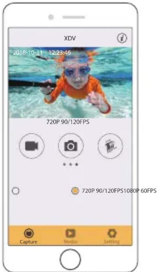 XDV 2018-10-11 12:23:46 720P 90/120FPS 720P 90/120FPS1080P 60FPS Capture Media Setting