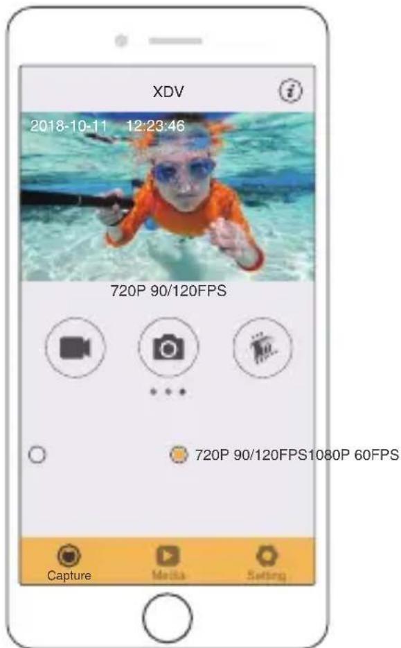 XDV 2018-10-11 12:23:46 720P 90/120FPS 720P 90/120FPS1080P 60FPS Capture Media Setting