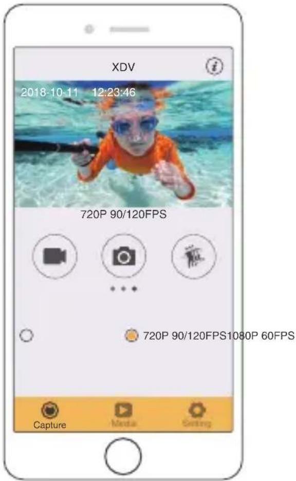 XDV 2018-10-11 12:23:46 720P 90/120FPS 720P 90/120FPS1080P 60FPS Capture Media Setting