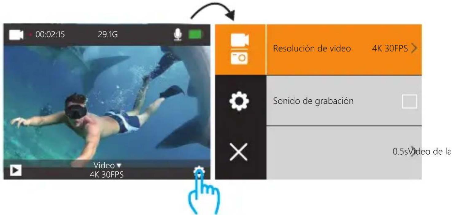 00:02:15 29.1G Resolución de video 4K 30FPS > Sonido de grabación 0.5sVideo de la Video 4K 30FPS