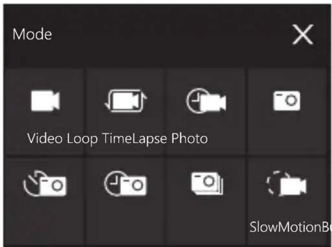 Mode Video Loop TimeLapse Photo SlowMotionB