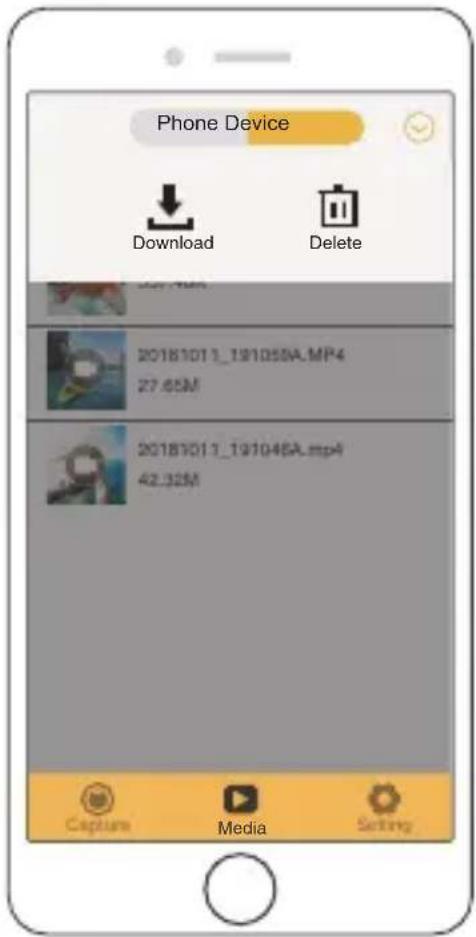 Phone Device Download Delete 20181013_191050A.MP4 27.65M 20181013_191046A.mp4 42.32M Capture Media Setting