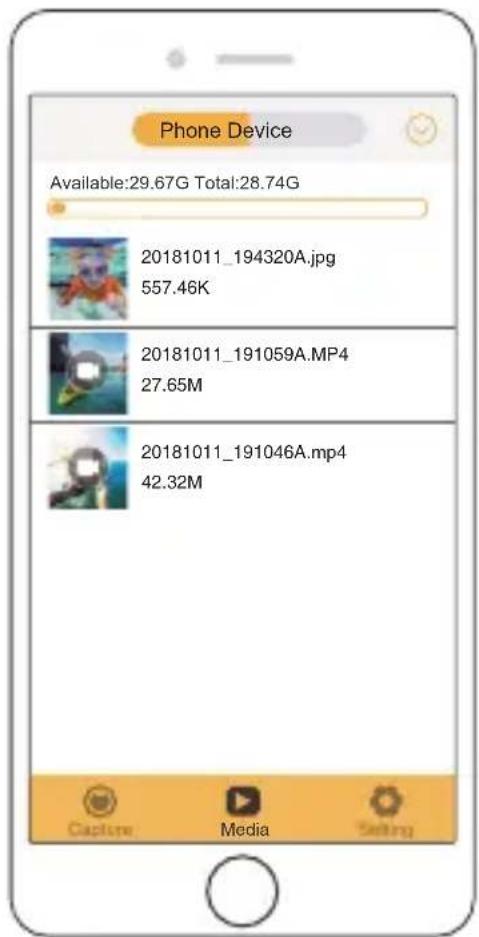 Phone Device Available:29.67G Total:28.74G 20181011_194320A.jpg 557.46K 20181011_191059A.MP4 27.65M 20181011_191046A.mp4 42.32M Capture Media Setting