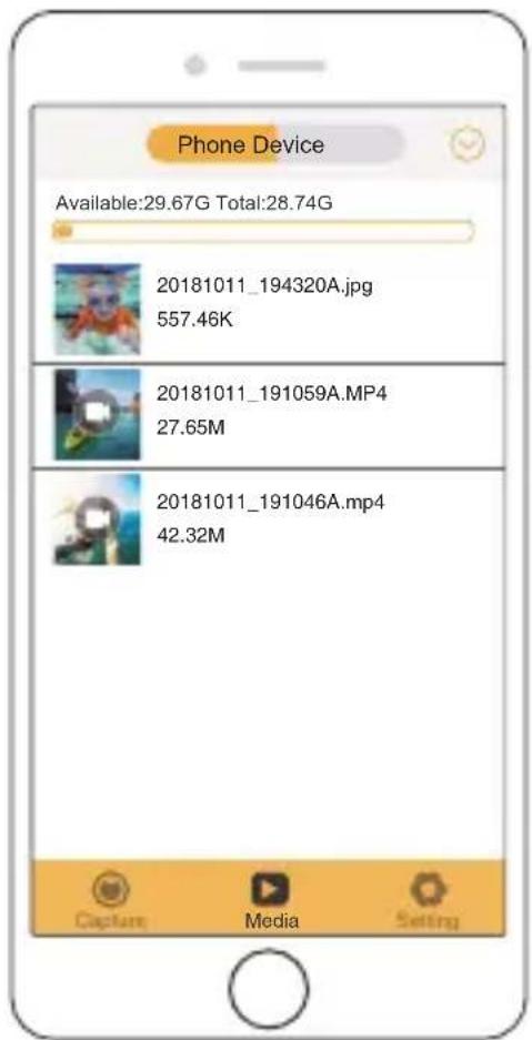 Phone Device Available:29.67G Total:28.74G 20181011_194320A.jpg 557.46K 20181011_191059A.MP4 27.65M 20181011_191046A.mp4 42.32M Capture Media Setting