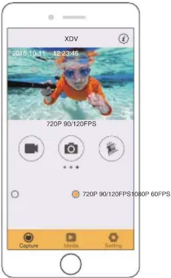 XDV 2018-10-11 12:23:46 720P 90/120FPS 720P 90/120FPS1080P 60FPS Capture Media Setting