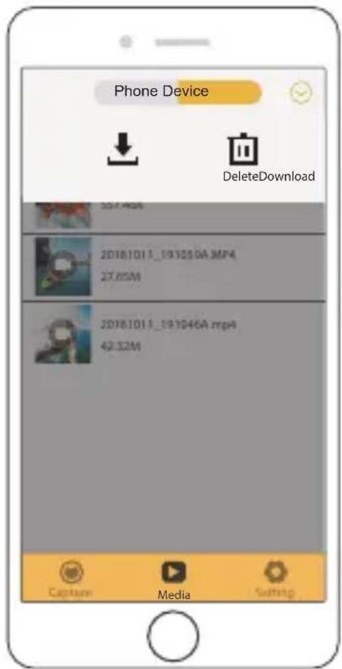 Phone Device DeleteDownload 20181015_191050A.mp4 27.05M 20181015_191046A.mp4 42.32M Capture Media Setting