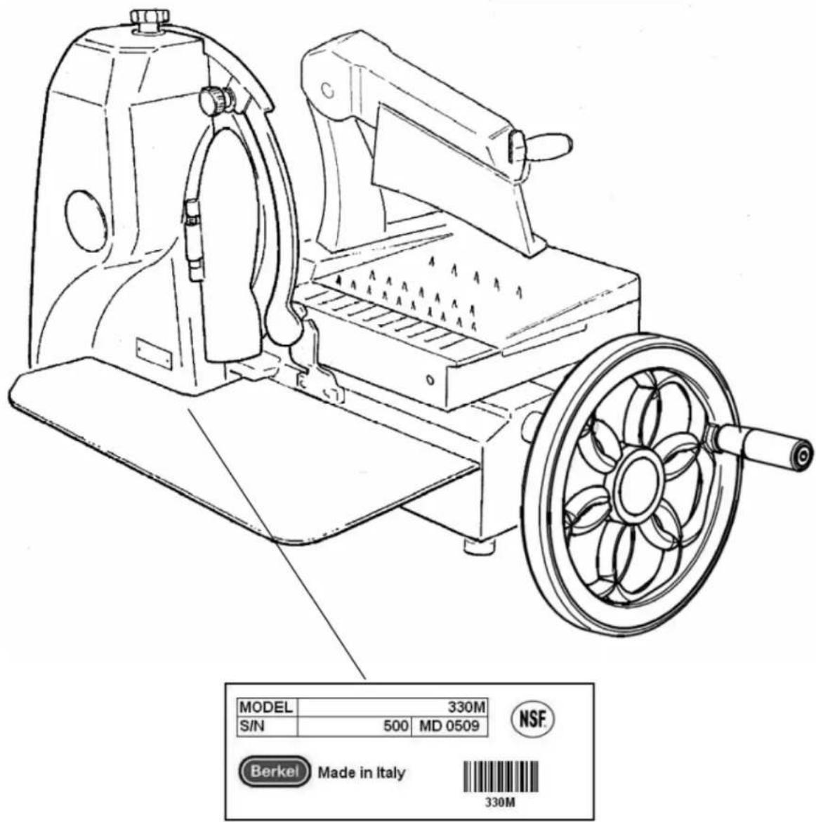 MODEL 330M S/N 500 MD 0509 NSF Berkel Made in Italy 330M