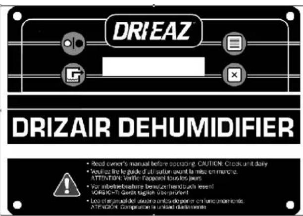 Dri Eaz HEPA 1200 - Mode d'emploi du panneau de commande - 1