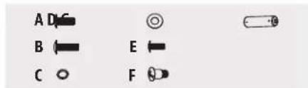 A D B ← C ○ E ← F ◯