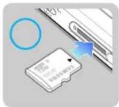 Diagram showing a card with a blue circle and arrow pointing to it, likely indicating a location or application point.