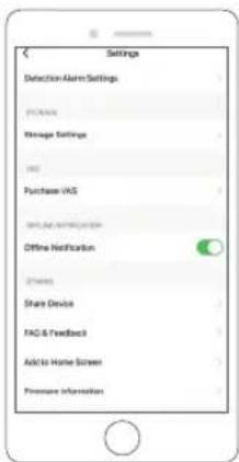 Settings Detection Alert Settings FCA/ARX Storage Settings VAC Purchase VAS WELCOME APPROACH Offline Notification Share Device FAC & Feedback Add to Home Screen Pressure Information