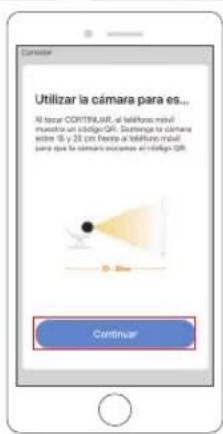 Censor Utilizar la cámara para es... Al bacer CONTRUAL, al téléphone multi muevara un código QR. Suspenda la cámara entre 15 y 20 cm hasta el téléphone multi para que la cámara accesse al código QR. Continuar