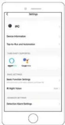 Settings IFC Device Information Top-to-Run and Automation THIRD PARTY SUPPORTS e.g. 100% 200% e.g. 100% 200% BASE SETTINGS Basic Function Settings In Night Value ADJAMER SETTORS Detection Alert Settings
