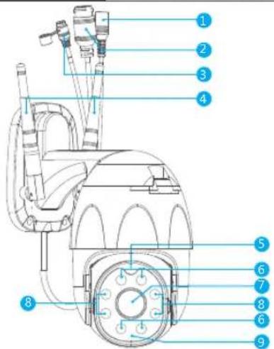 Technical diagram of a mechanical device with numbered components for identification