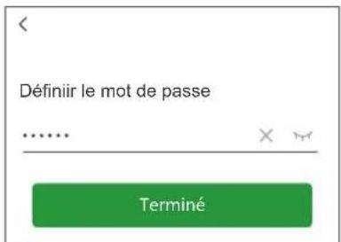 Définir le mot de passe Terminé