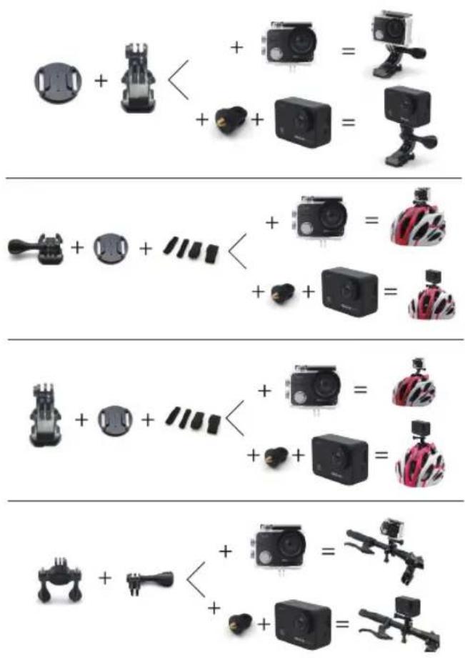 Diagram showing four types of camera module components with plus and minus signs indicating different configurations or specifications.