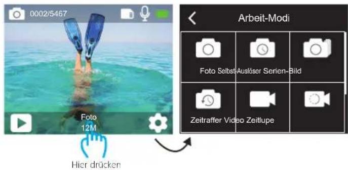 0002/5467 Foto 12M Hier drücken Arbeit-Modi Foto Selbst Auslöser Serien-Bild Zeitraffer Video Zeitlupe