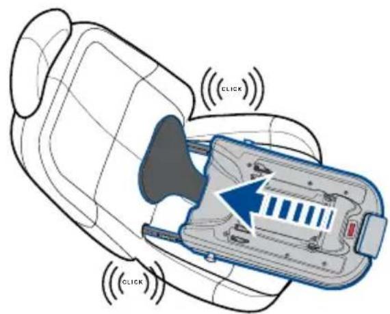 Diagram of a car interior showing internal components with 'CLICK' labels and directional arrows indicating movement or control signals.