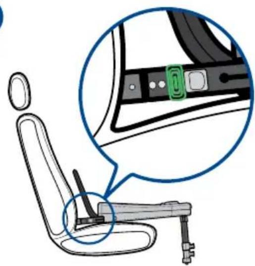 Diagram showing car seatbelt buckle assembly with magnified detail view highlighting the component.